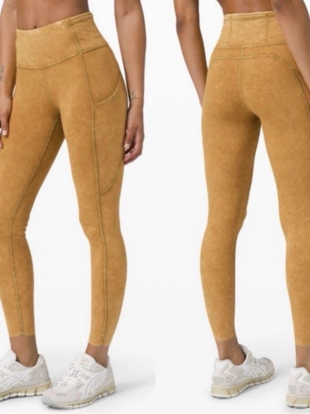 Lululemon Fast and Free High-Rise Leggings yellow Ice Washed Spice Bronze 4